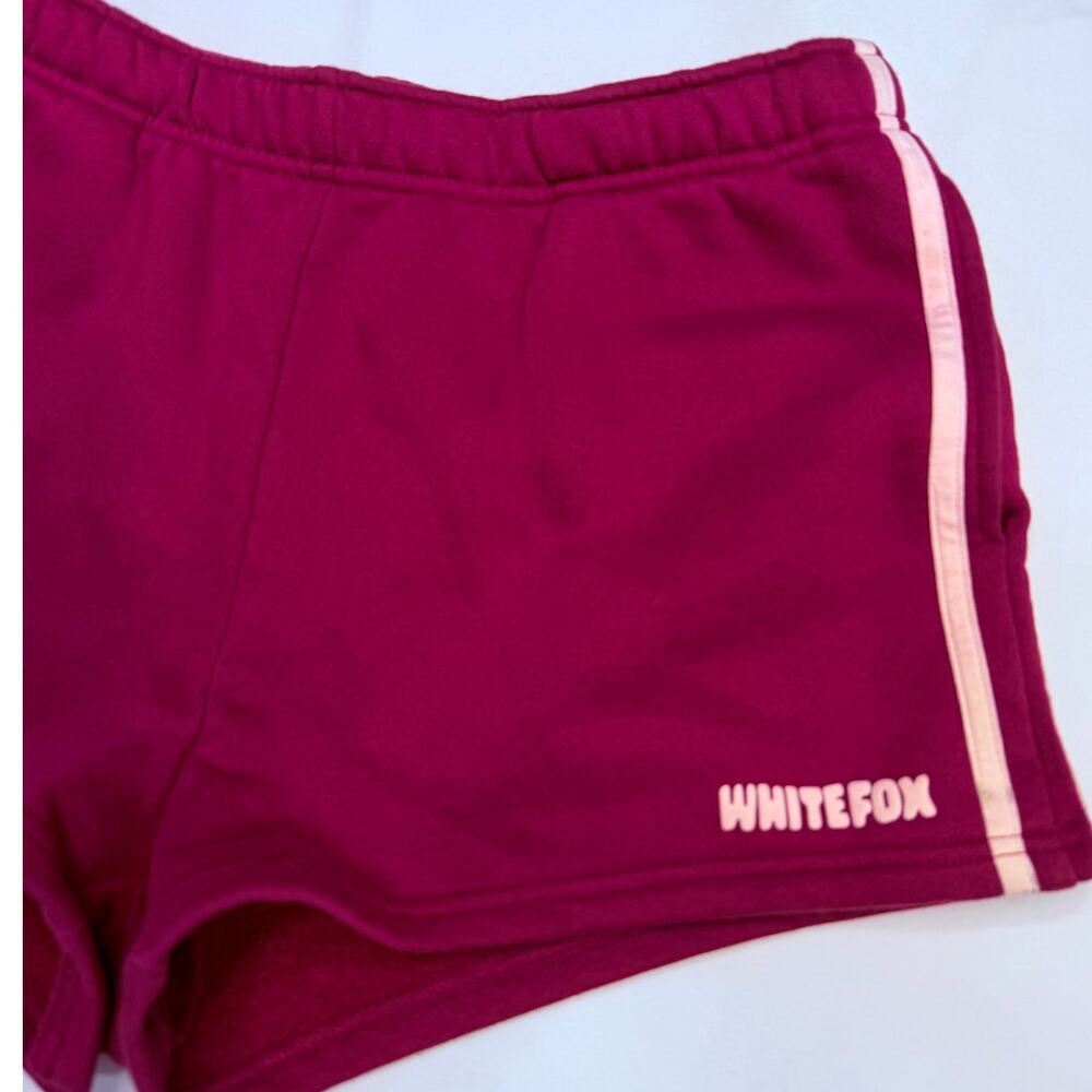 White Fox Lounge Shorts Large Raspberry Jelly Fleece Lined Comfy Athletic Casual - Picture 4 of 10